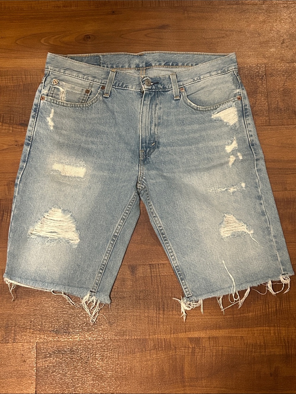 Levi's Light Blue Distressed Denim Cutoff Shorts